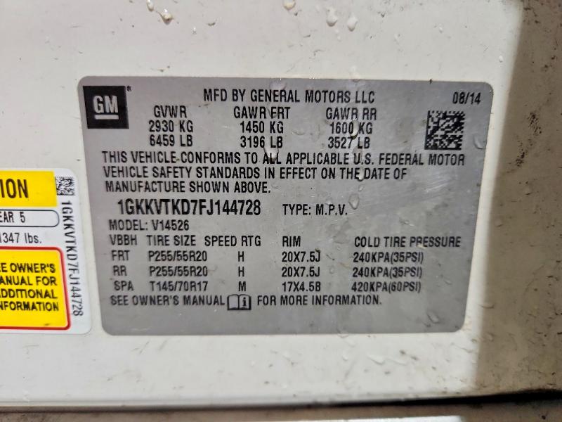 Продажа на аукционе авто 2015 Gmc Acadia, vin: 1GKKVTKD7FJ144728, номер лота: 49176726
