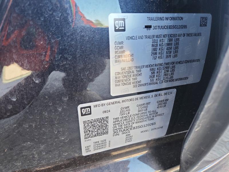 Aukcja sprzedaży 2025 Gmc Sierra, vin: 3GTUUCE83SG120265, numer aukcji: 49539546