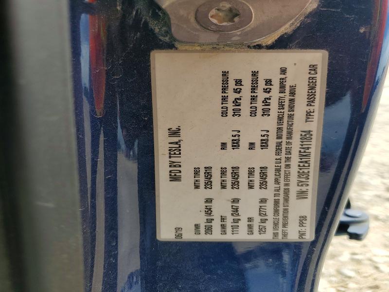 2019 Tesla Model 3 მანქანა იყიდება აუქციონზე, vin: 5YJ3E1EA1KF411854, აუქციონის ნომერი: 51017536