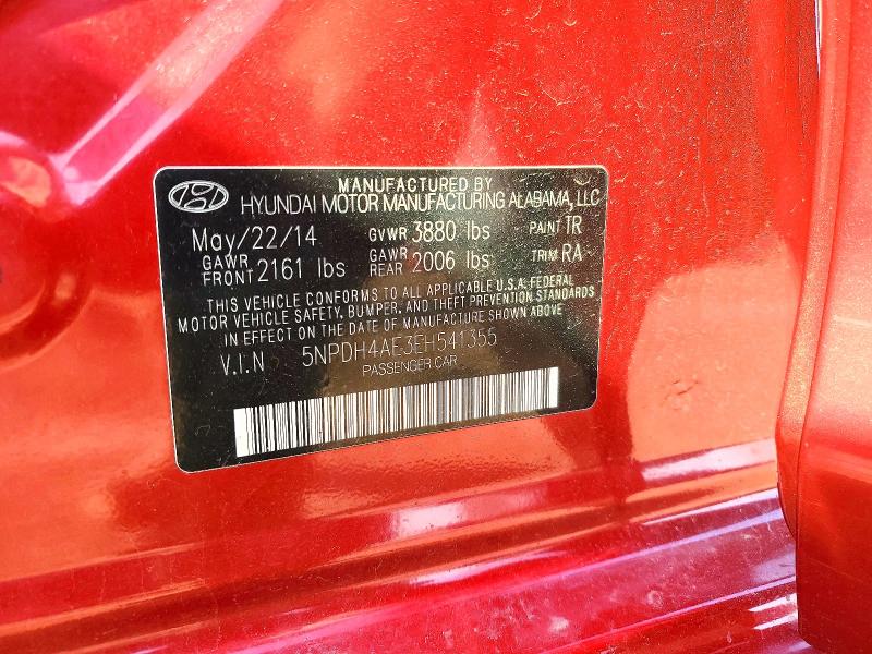 Aukcja sprzedaży 2014 Hyundai Elantra, vin: 5NPDH4AE3EH541355, numer aukcji: 51106156