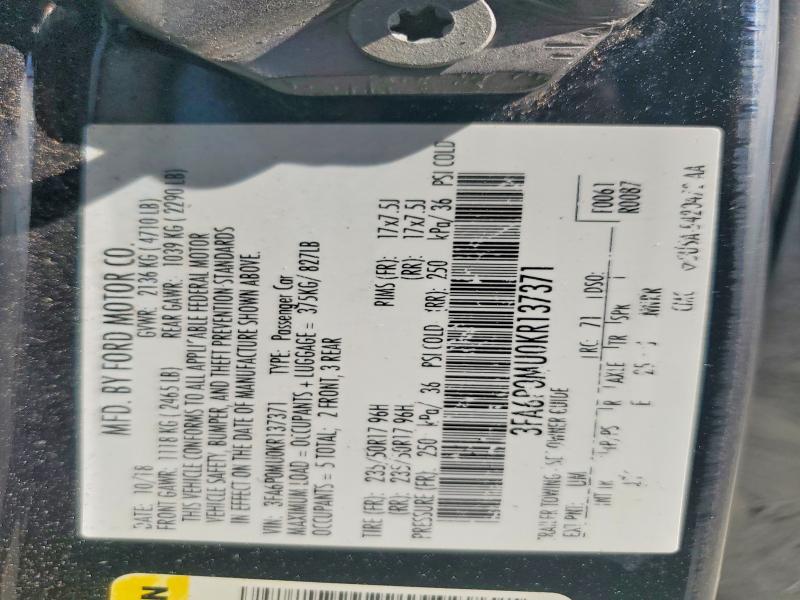 Aukcja sprzedaży 2019 Ford Fusion, vin: 3FA6P0MU0KR137371, numer aukcji: 50388216