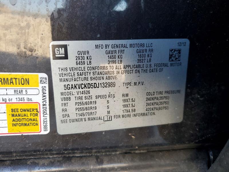 2013 Buick Enclave მანქანა იყიდება აუქციონზე, vin: 5GAKVCKD5DJ132989, აუქციონის ნომერი: 48156626