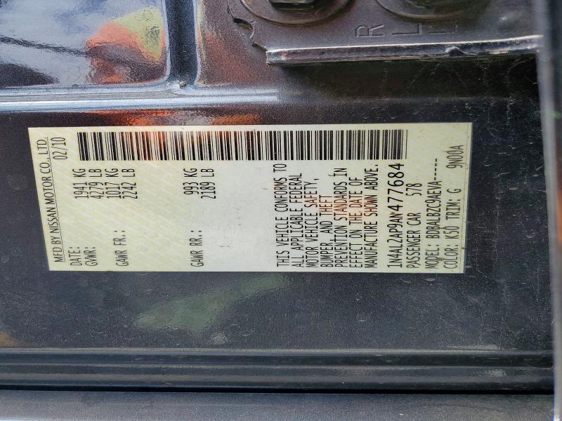 Aukcja sprzedaży 2010 Nissan Altima, vin: 1N4AL2AP9AN477684, numer aukcji: 51907096