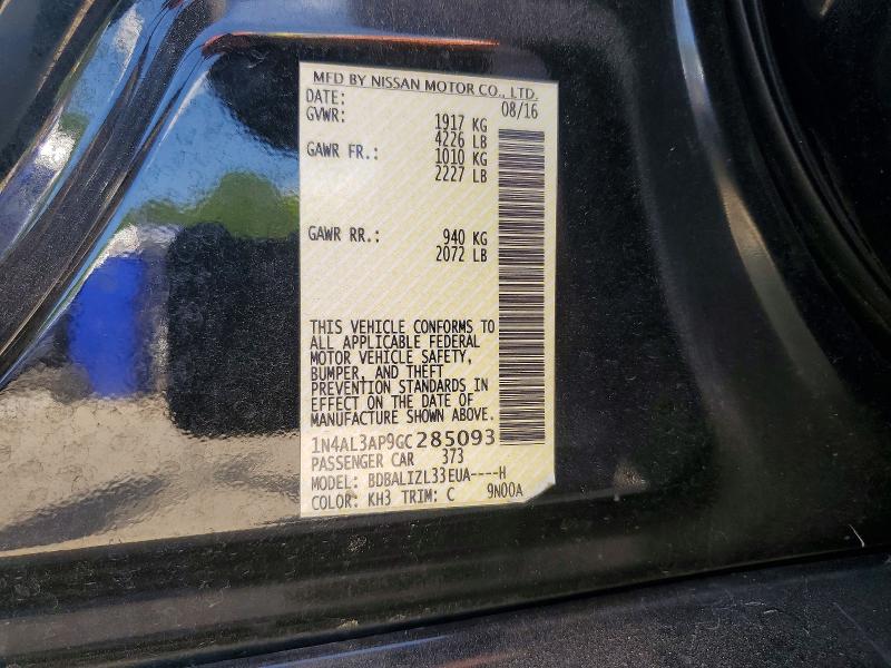49290026 :رقم المزاد ، 1N4AL3AP9GC285093 vin ، 2016 Nissan Altima مزاد بيع