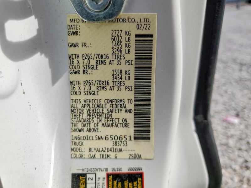 49065096 :رقم المزاد ، 1N6ED1CL5NN650651 vin ، 2022 Nissan Frontier مزاد بيع
