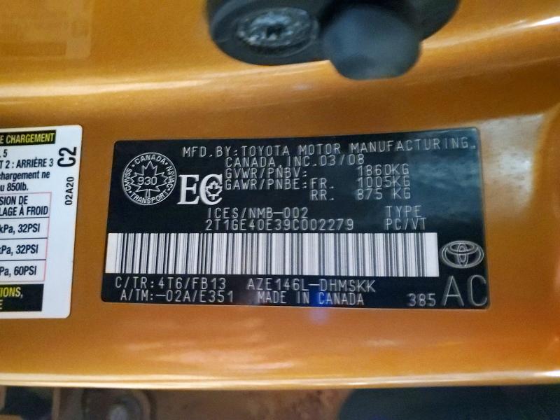 Aukcja sprzedaży 2009 Toyota Matrix, vin: 2T1GE40E39C002279, numer aukcji: 48494136