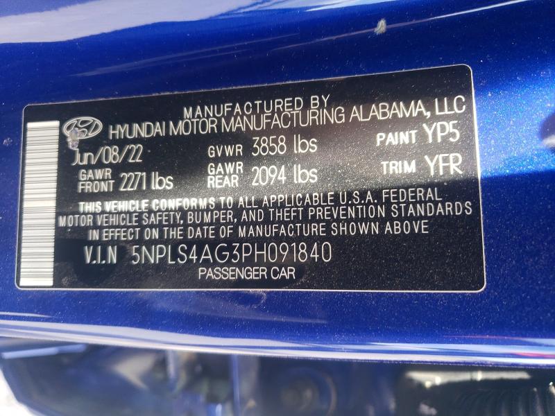 2023 Hyundai Elantra მანქანა იყიდება აუქციონზე, vin: 5NPLS4AG3PH091840, აუქციონის ნომერი: 48686726