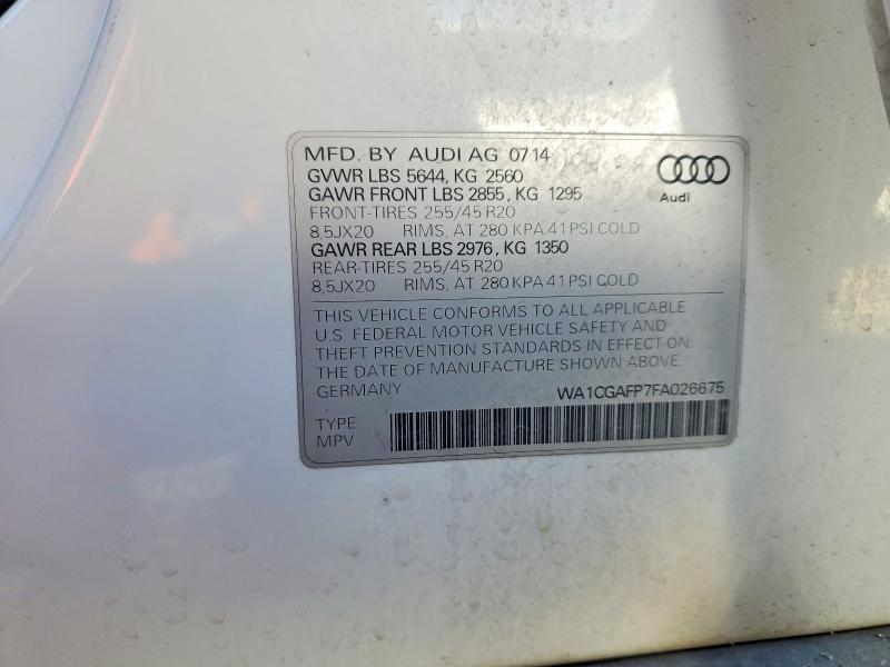 Продаж на аукціоні авто 2015 Audi Sq5, vin: WA1CGAFP7FA026675, номер лоту: 49308186