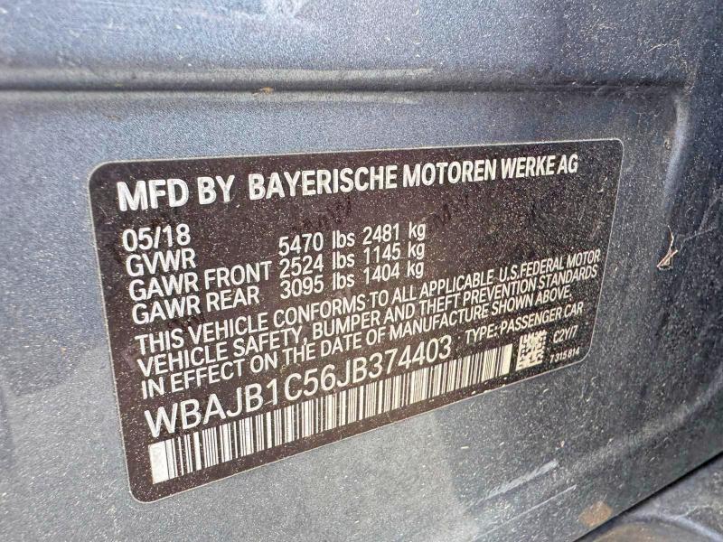 51064676 :رقم المزاد ، WBAJB1C56JB374403 vin ، 2018 Bmw 530xe مزاد بيع