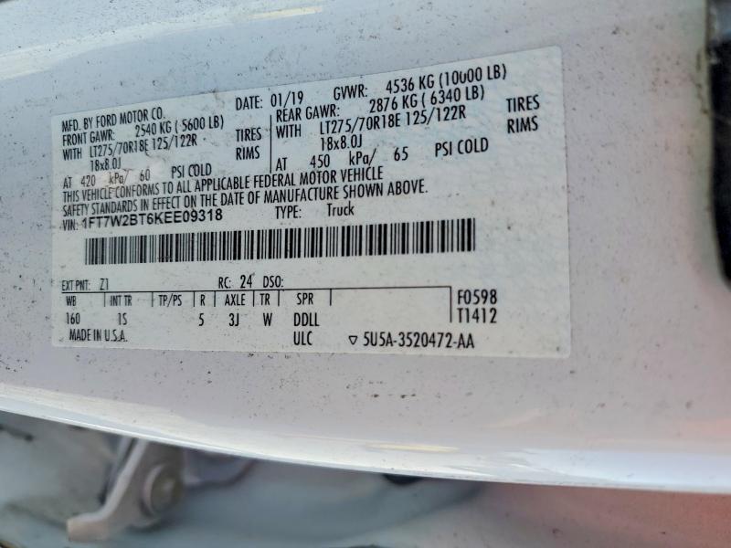 Aukcja sprzedaży 2019 Ford F250, vin: 1FT7W2BT6KEE09318, numer aukcji: 51318836