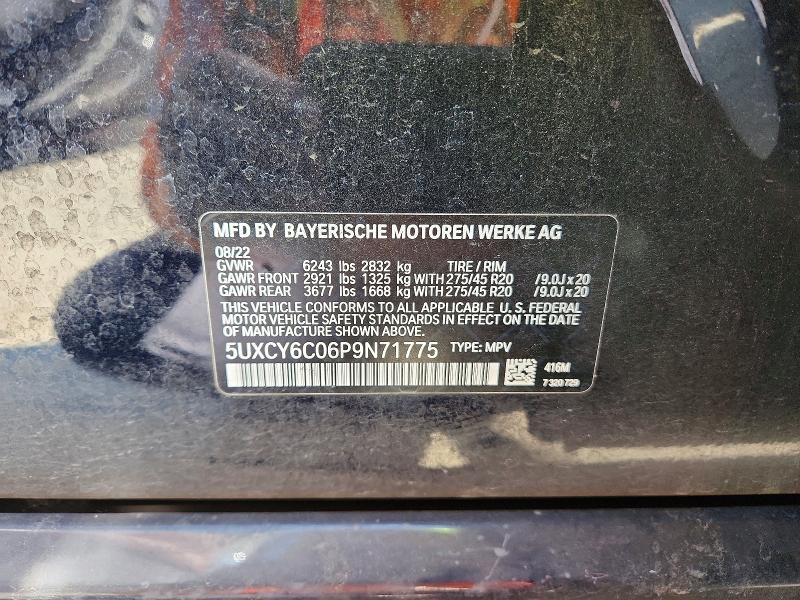 2023 Bmw X6 მანქანა იყიდება აუქციონზე, vin: 5UXCY6C06P9N71775, აუქციონის ნომერი: 51511426