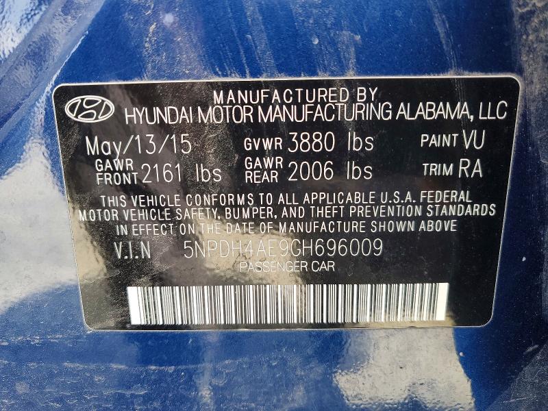Продаж на аукціоні авто 2016 Hyundai Elantra, vin: 5NPDH4AE9GH696009, номер лоту: 48324806