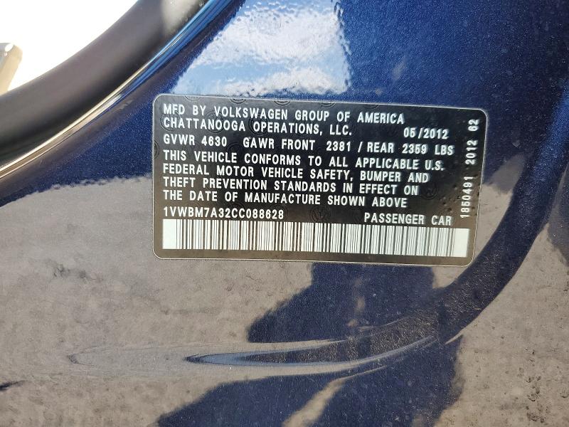 Продажа на аукционе авто 2012 Volkswagen Passat, vin: 1VWBM7A32CC088628, номер лота: 48901186