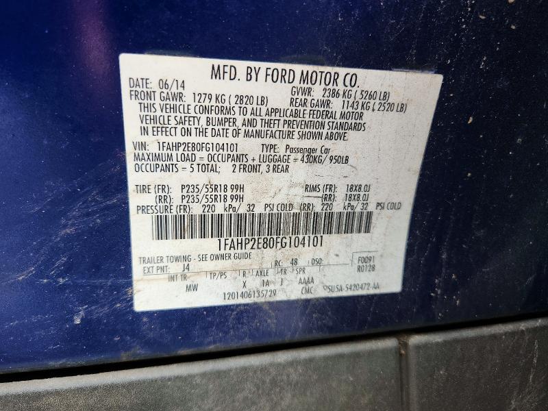 Auction sale of the 2015 Ford Taurus, vin: 1FAHP2E80FG104101, lot number: 52061286
