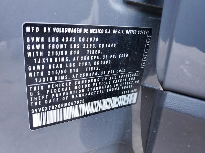 Aukcja sprzedaży 2024 Volkswagen Taos, vin: 3VVEX7B20RM067928, numer aukcji: 50655406