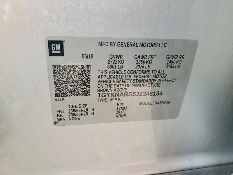 2018 Cadillac Xt5 მანქანა იყიდება აუქციონზე, vin: 1GYKNARS5JZ246134, აუქციონის ნომერი: 51679986