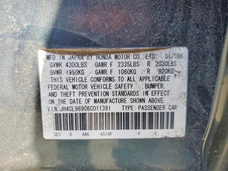 49186746 :رقم المزاد ، JH4CL96906C011391 vin ، 2006 Acura Tsx مزاد بيع