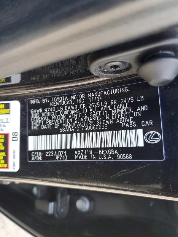 Продажа на аукционе авто 2025 Lexus Es 300h, vin: 58ADA1C17SU060625, номер лота: 50498686