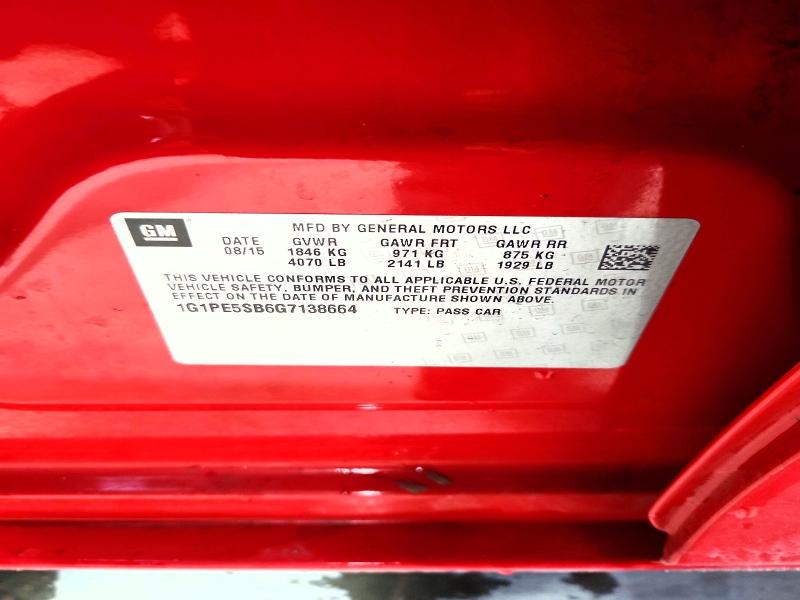 2016 Chevrolet Cruze Limited მანქანა იყიდება აუქციონზე, vin: 1G1PE5SB6G7138664, აუქციონის ნომერი: 51652876
