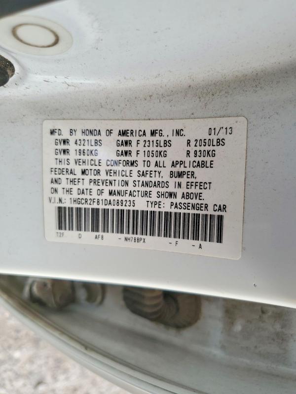 Продаж на аукціоні авто 2013 Honda Accord, vin: 1HGCR2F81DA089235, номер лоту: 51565676