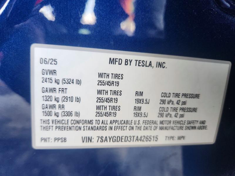 Aukcja sprzedaży 2026 Tesla Model Y, vin: 7SAYGDED3TA426515, numer aukcji: 49730206