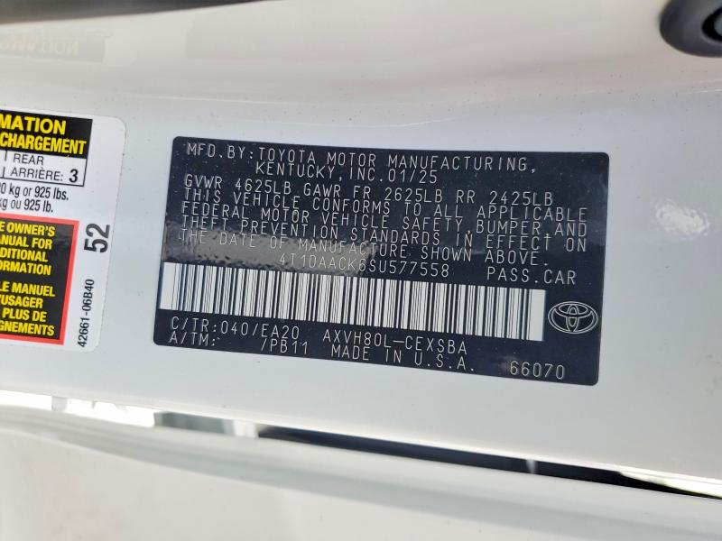 51684166 :رقم المزاد ، 4T1DAACK6SU577558 vin ، 2025 Toyota Camry مزاد بيع