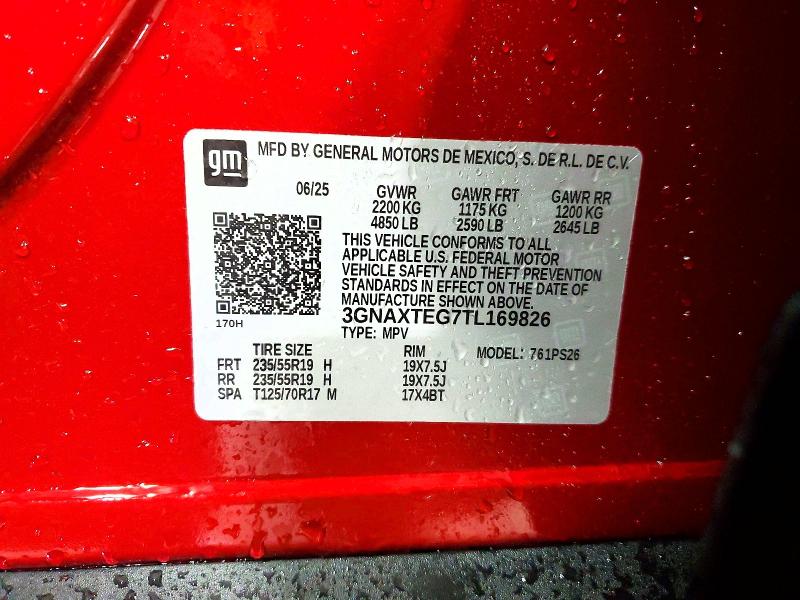2026 Chevrolet Equinox მანქანა იყიდება აუქციონზე, vin: 3GNAXTEG7TL169826, აუქციონის ნომერი: 51466556