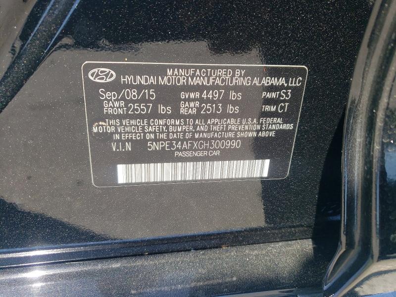 2016 Hyundai Sonata მანქანა იყიდება აუქციონზე, vin: 5NPE34AFXGH300990, აუქციონის ნომერი: 49833616