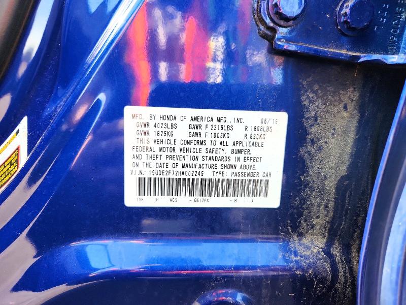 49811196 :رقم المزاد ، 19UDE2F72HA002245 vin ، 2017 Acura Ilx مزاد بيع