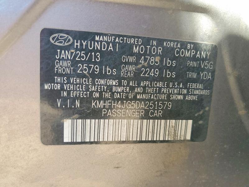 2013 Hyundai Azera მანქანა იყიდება აუქციონზე, vin: KMHFH4JG5DA251579, აუქციონის ნომერი: 48872936