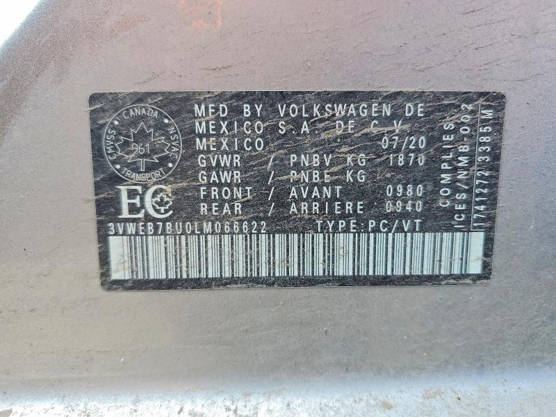 Aukcja sprzedaży 2020 Volkswagen Jetta, vin: 3VWEB7BU0LM066622, numer aukcji: 48738276