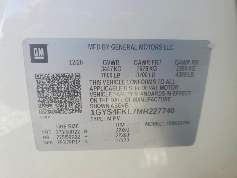 Продаж на аукціоні авто 2021 Cadillac Escalade, vin: 1GYS4FKL7MR227740, номер лоту: 50181396