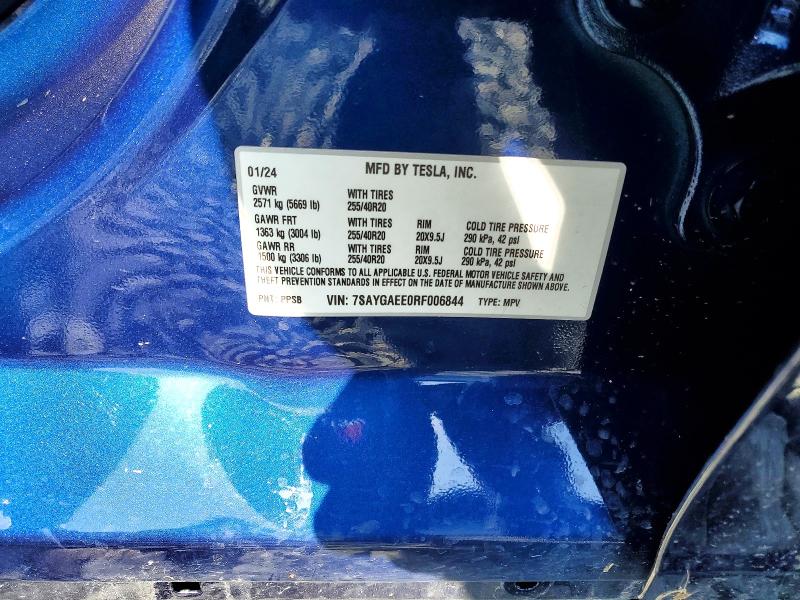 Продаж на аукціоні авто 2024 Tesla Model Y, vin: 7SAYGAEE0RF006844, номер лоту: 49936726
