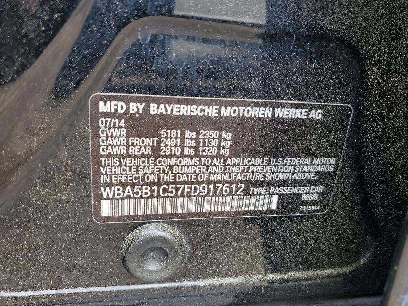 2015 Bmw 535 მანქანა იყიდება აუქციონზე, vin: WBA5B1C57FD917612, აუქციონის ნომერი: 46491216