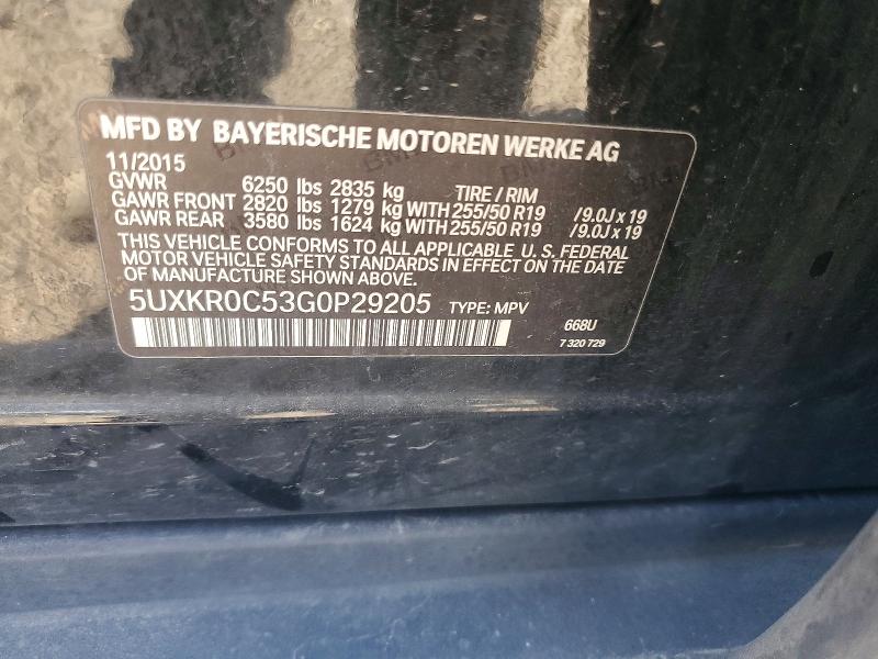 49081106 :رقم المزاد ، 5UXKR0C53G0P29205 vin ، 2016 Bmw X5 مزاد بيع
