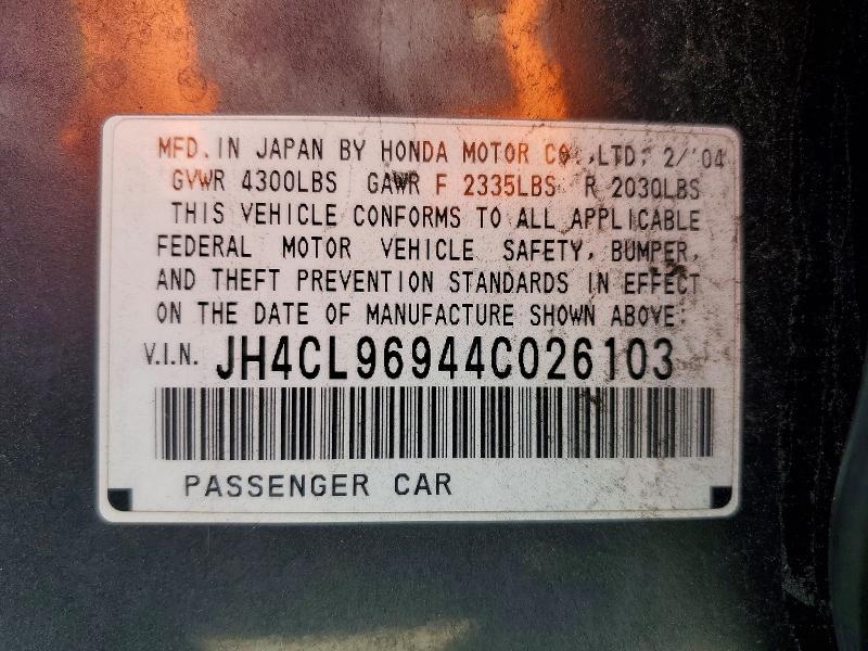 Продаж на аукціоні авто 2004 Acura Tsx, vin: JH4CL96944C026103, номер лоту: 49372936