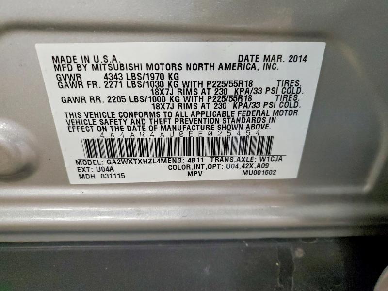 Продаж на аукціоні авто 2014 Mitsubishi Outlander Sport, vin: 4A4AR4AU0EE025454, номер лоту: 50100786