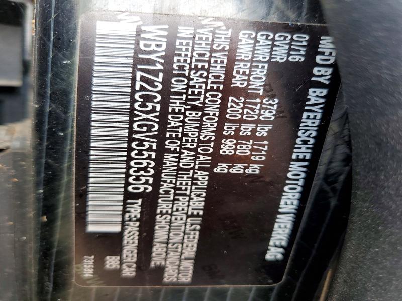 Продажа на аукционе авто 2016 Bmw I3, vin: WBY1Z2C5XGV556356, номер лота: 48429736