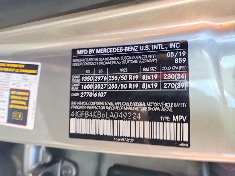 Aukcja sprzedaży 2020 Mercedes-benz Gle, vin: 4JGFB4KB6LA049224, numer aukcji: 51799896