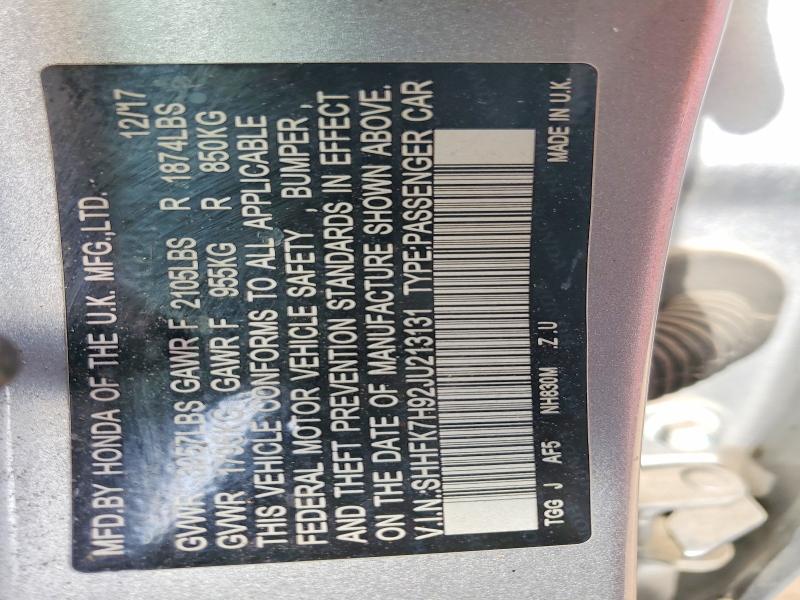 Aukcja sprzedaży 2018 Honda Civic, vin: SHHFK7H92JU213131, numer aukcji: 49587716