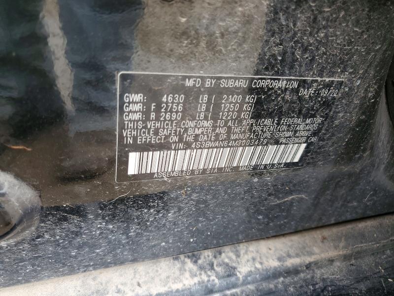 49446826 :رقم المزاد ، 4S3BWAN64M3003479 vin ، 2021 Subaru Legacy مزاد بيع