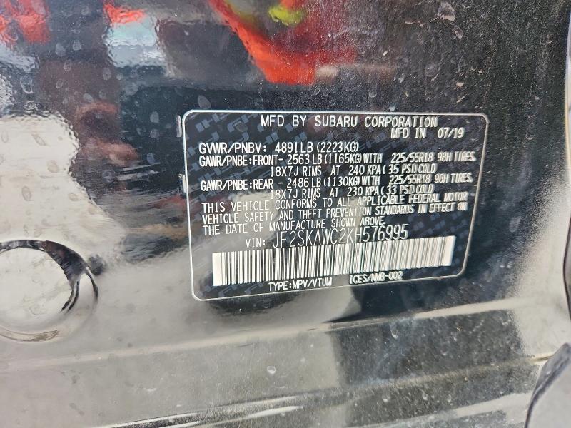 Продажа на аукционе авто 2019 Subaru Forester, vin: JF2SKAWC2KH576995, номер лота: 49923106