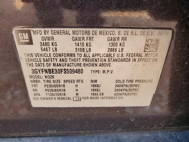 Aukcja sprzedaży 2015 Cadillac Srx, vin: 3GYFNBE30FS509480, numer aukcji: 49871296