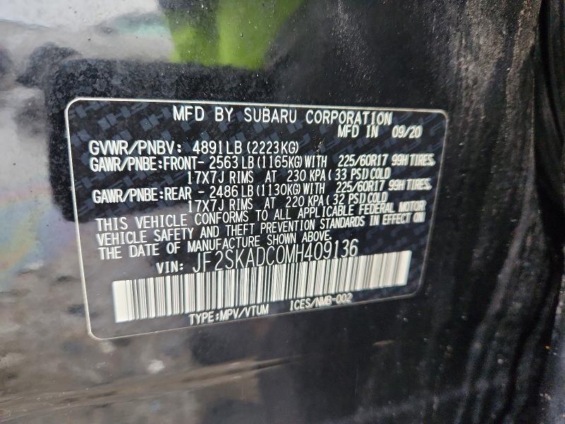 Aukcja sprzedaży 2021 Subaru Forester, vin: JF2SKADC0MH409136, numer aukcji: 47747736