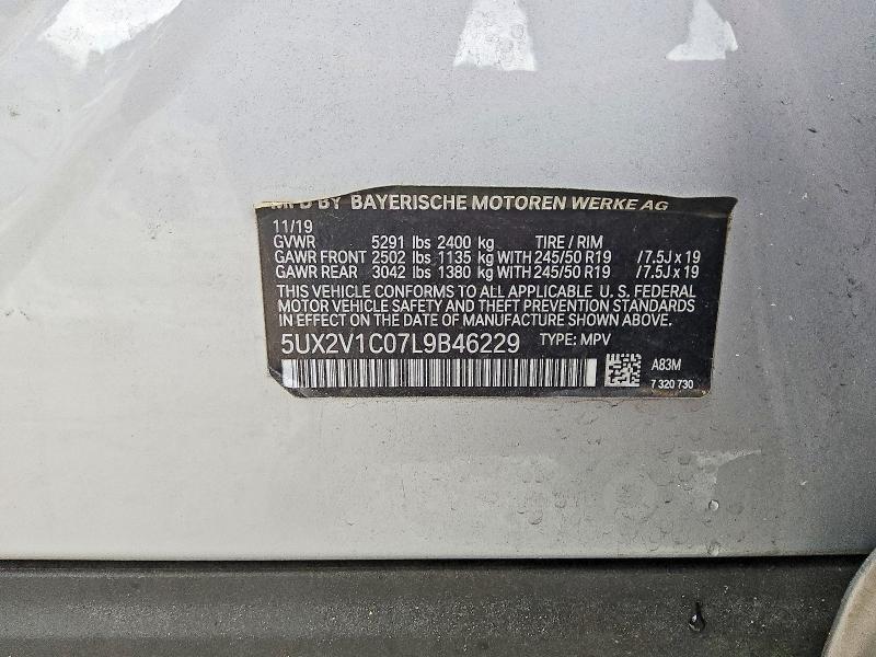2020 Bmw X4 მანქანა იყიდება აუქციონზე, vin: 5UX2V1C07L9B46229, აუქციონის ნომერი: 51536376