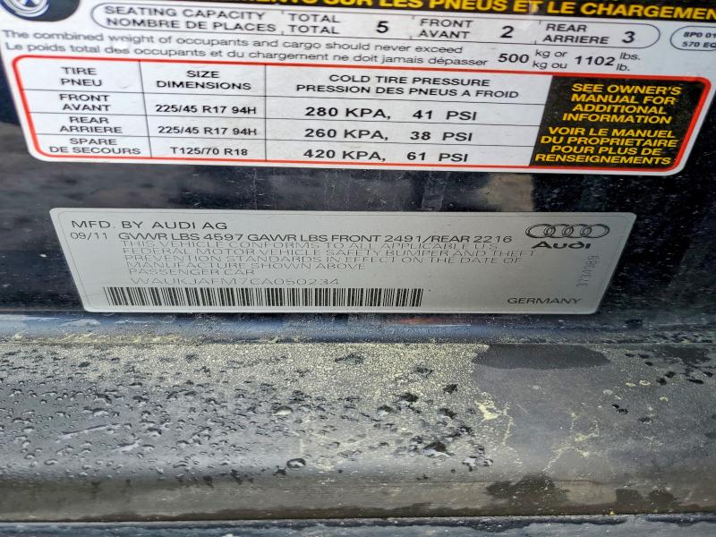 2012 Audi A3 მანქანა იყიდება აუქციონზე, vin: WAUKJAFM7CA050234, აუქციონის ნომერი: 50934876