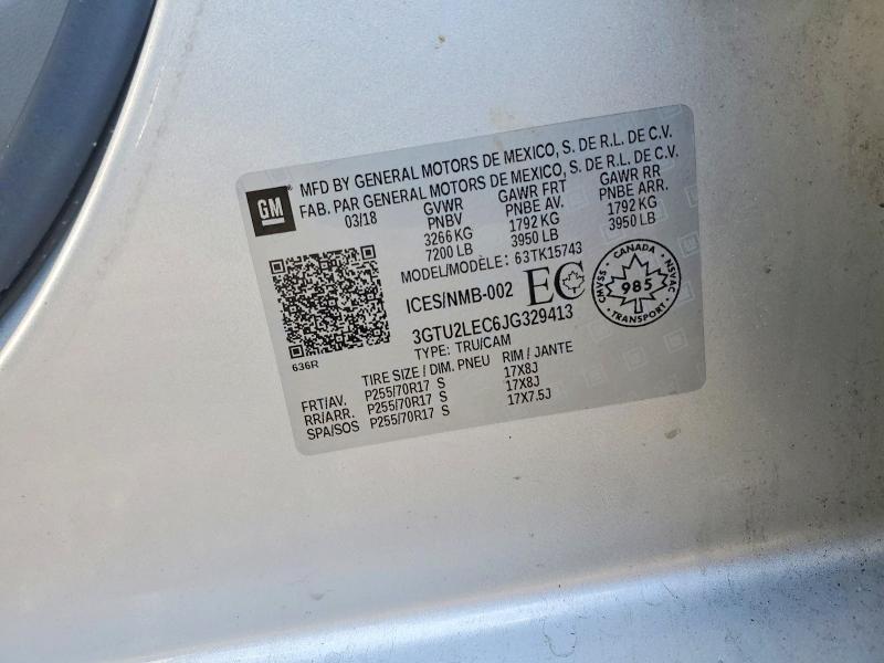 Auction sale of the 2018 Gmc Sierra, vin: 3GTU2LEC6JG329413, lot number: 49541896