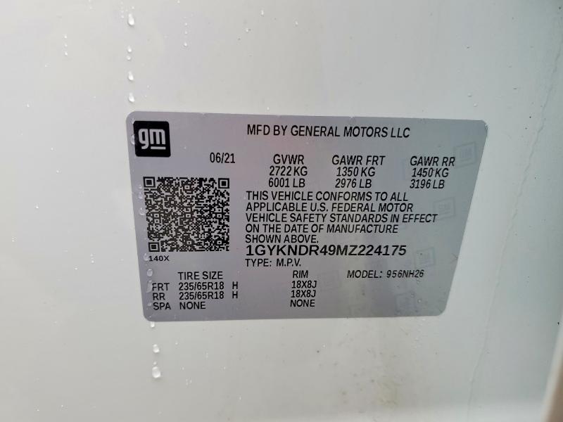 48390466 :رقم المزاد ، 1GYKNDR49MZ224175 vin ، 2021 Cadillac Xt5 مزاد بيع
