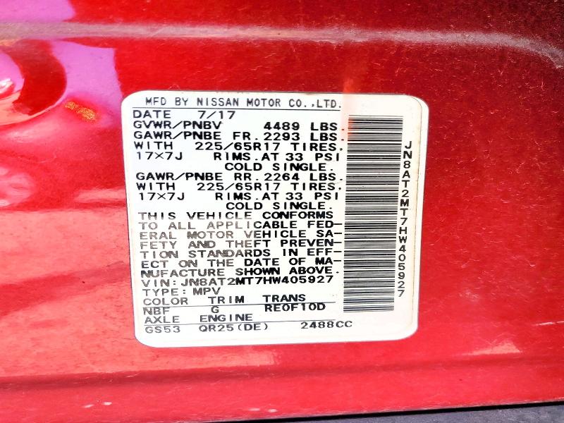 Aukcja sprzedaży 2017 Nissan Rogue, vin: JN8AT2MT7HW405927, numer aukcji: 50473106