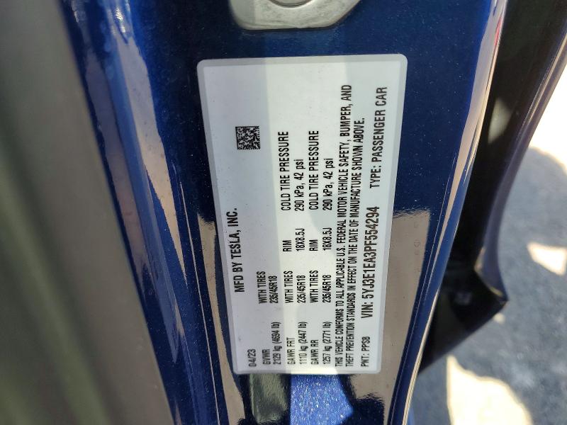 Продажа на аукционе авто 2023 Tesla Model 3, vin: 5YJ3E1EA3PF554294, номер лота: 48439356
